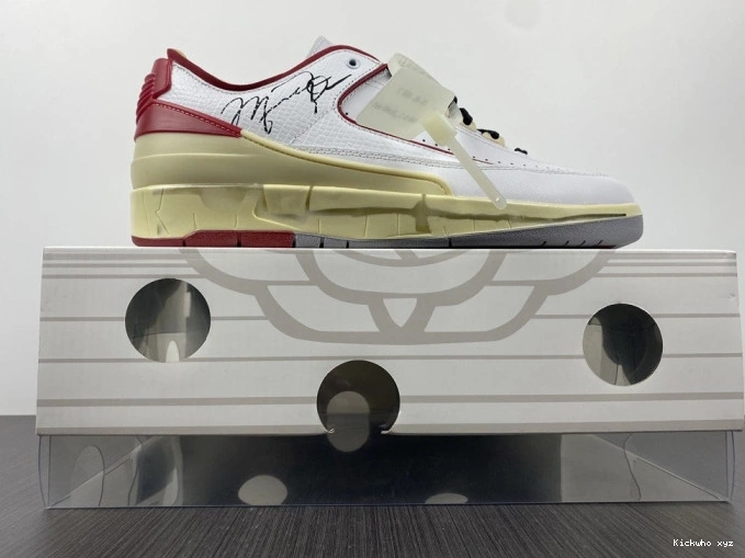 DJ4375-106 White SP Jordan Off-White Red Low Retro 2 0809